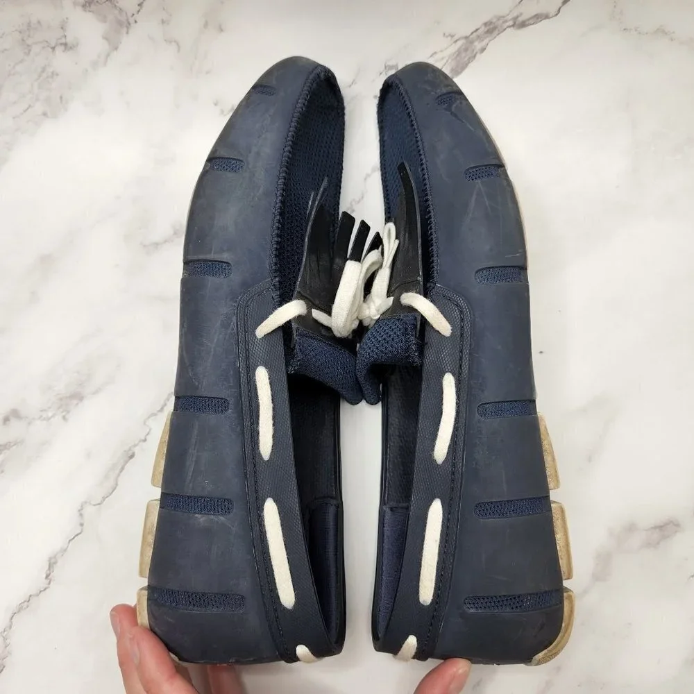 SWIMS Men's Lace Loafer Boat Shoes Navy Blue Mesh Trimmed Size 9